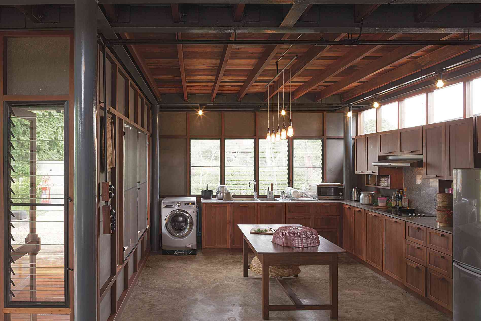 แบบห้องครัวสไตล์ไทย แบบห้องครัวไม้ แบบห้องครัวรูปตัวแอล