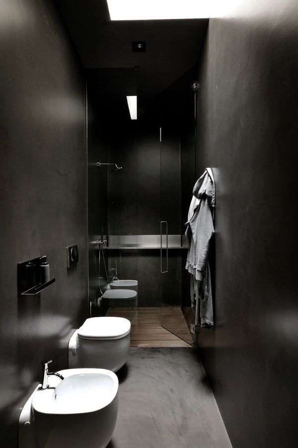 แต่งห้องน้ำสีดำ ห้องน้ำขนาดเล็ก