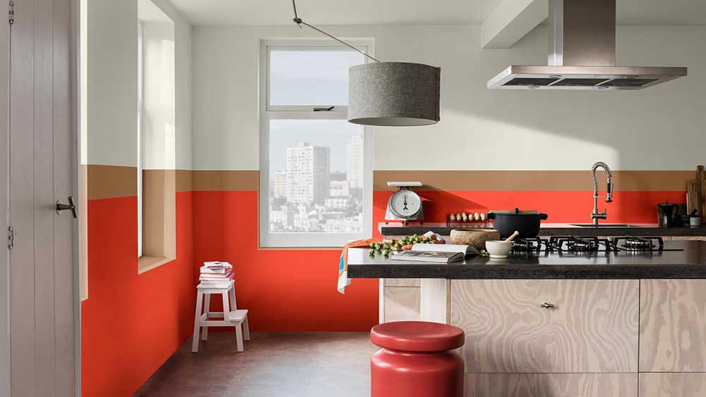 สีทาบ้าน เทรนด์สี 2019 แบบห้องครัว สีสไปซ์ ฮันนี่