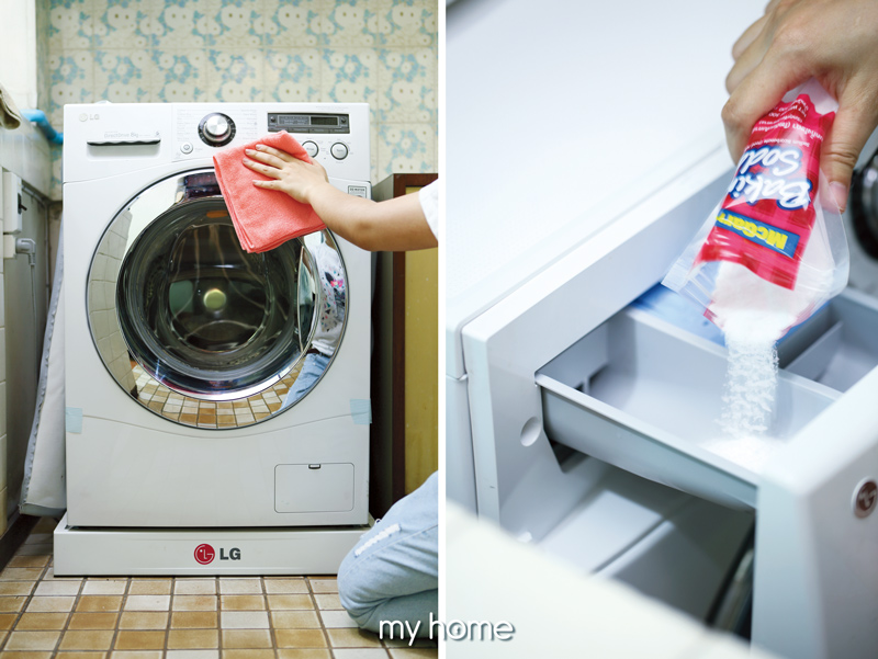 ทำความสะอาดเครื่องซักผ้า ทำความสะอาดเครื่องซักผ้าฝาหน้า ล้างเครื่องซักผ้า เครื่องซักผ้าสกปรก คราบผงซักฟอก ทำความสะอาดถังซักผ้า 
