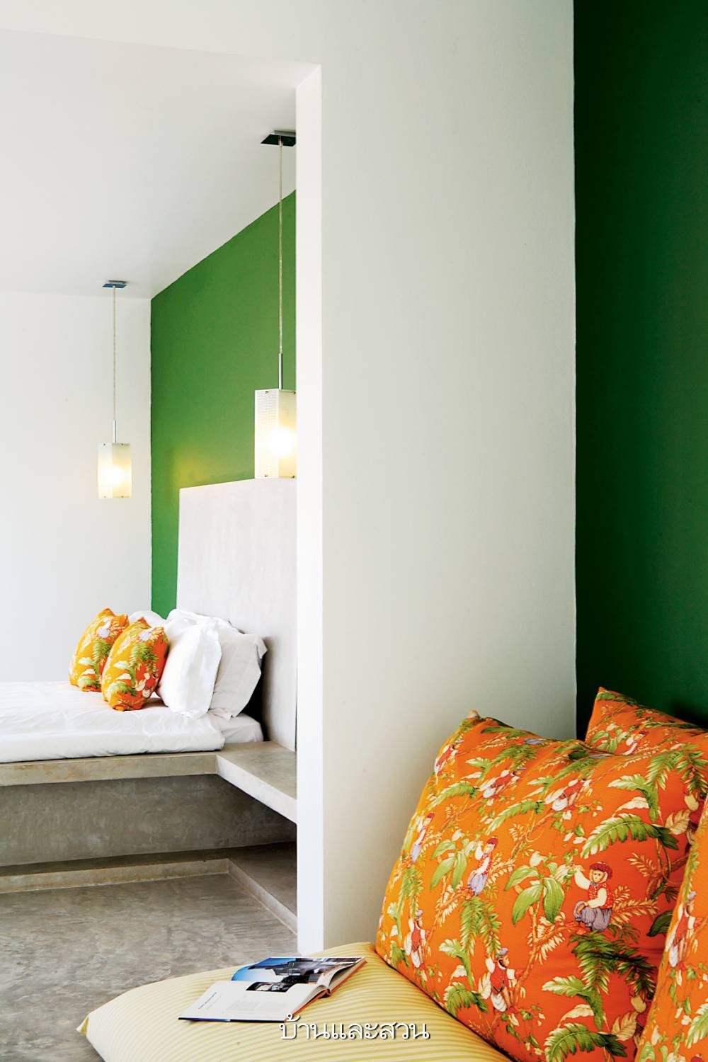 ห้องนอน ห้องนอนสีเขียว